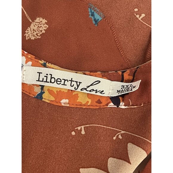 Liberty Love Plus Size 3XL Floral Roll Tab Sleeve V-Neck Forest Fairy Colorful - Picture 8 of 12